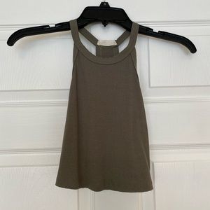 SOZY halter neck stretch crop top taupe